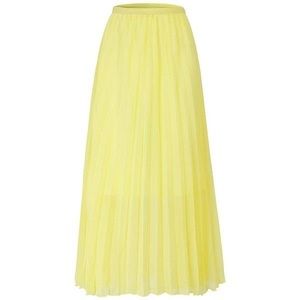 Yellow pleated maxi-skirt